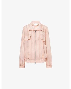 Frankie Shop Drea Stand-Collar Sheer Bomber Jacket - Pink