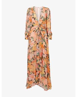 RIXO London Meera Printed Woven Maxi Dress - Orange