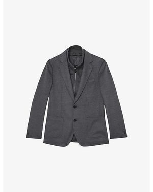 Reiss Patch Gilet-Insert Woven Blazer - Grey