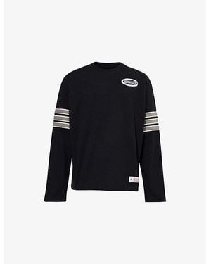 AWAKE NY Varsity Striped Cotton-Jersey T-Shirt - Black