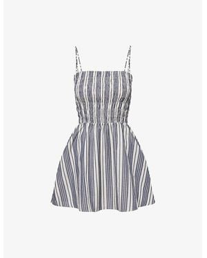 Faithfull the Brand Corah Striped Cotton Mini Dress - Blue