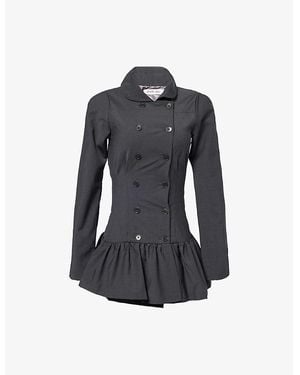 Peachy Den Romy Double-Breasted Woven Mini Dress - Black