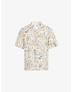 Paul Smith Graphic-Printed Short-Sleeve Cotton Blend Shirt - White