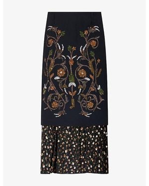 Dries Van Noten Sentista Embellished Woven Midi Skirt - Black