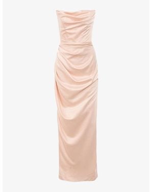 House Of Cb Adrienne Strapless Corset Stretch-Satin Maxi Dress - Pink
