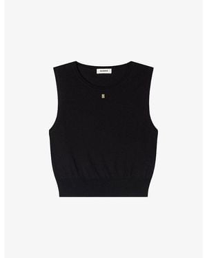 Sandro Sleeveless Cropped Knitted Jumper - Black