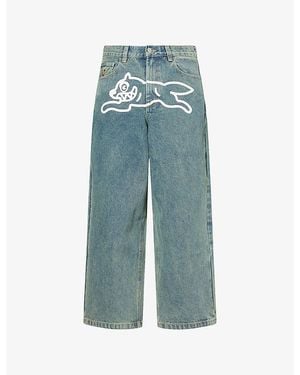 ICECREAM Running Dog Triple Scoop Wide-Leg Cotton Denim Jeans - Blue