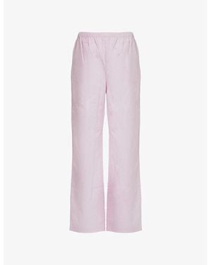 ADANOLA Candy Stripe Striped-Print Straight-Leg High-Rise Cotton-Poplin Trousers - Purple