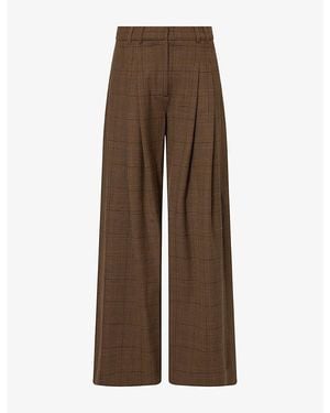 ME+EM Icon Checked Woven Trousers - Brown