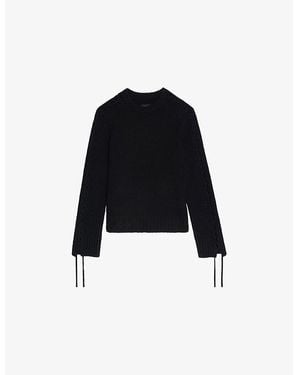 Zadig & Voltaire Malty Lace-Sleeve Wool And Cashmere-Blend Jumper - Black