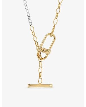 Astley Clarke X Laura Jackson Link T-Bar 18Ct-Plated Sterling- Strrling- And Sapphire Necklac - Metallic