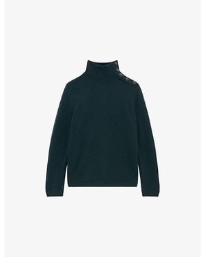 The Kooples Funnel-Neck Wool Knitted Jumper - Blue
