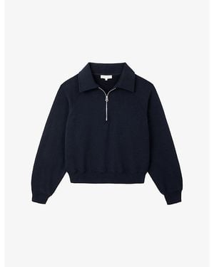 The White Company Travel Half-Zip Cotton-Jersey Sweatshirt - Blue