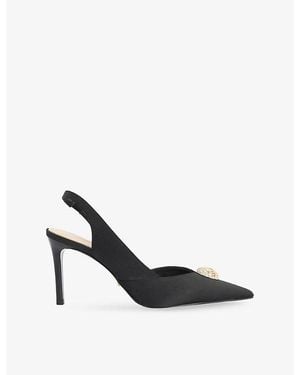 Dune Camara Satin Heeled Sling-Back Courts - Black