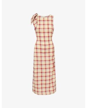 Damson Madder Estelle Checked Cotton Midi Dress - Pink