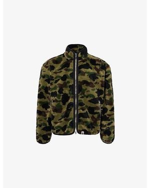 A Bathing Ape Camouflage-Printed Long-Sleeve Fleece Jacket - Green