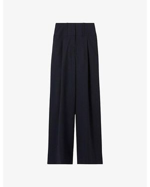 Claudie Pierlot Straight-Leg Knitted Wool-Blend Trousers - Blue
