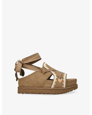 UGG Goldenstar Hi Artistitch Suede Sandals - Brown