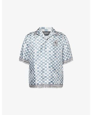 Amiri Chateau Crest Silk Bowling Shirt - Blue