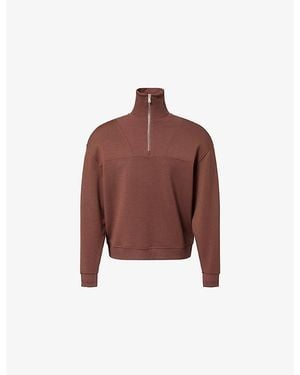 Now You Live Rutland High-Neck Stretch-Woven Sweatshirt - Brown