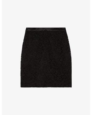 The Kooples High-Rise Lace Mini Skirt - Black