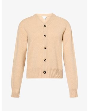 Bottega Veneta V-Neck Relaxed-Fit Cashmere-Blend Cardigan - Natural