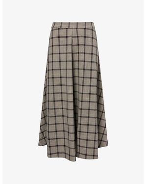 Reformation First Light Check-Pattern Woven Maxi Skirt - Brown