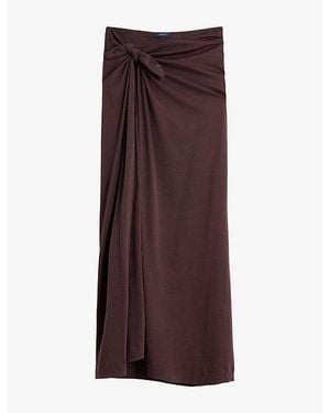 Soeur Goa Tie-Detail Cotton Midi Skirt - Brown