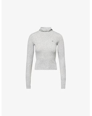 ADANOLA Hooded Ribbed Knitted Top - White