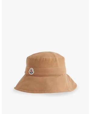 Moncler Brand-Patch Cotton Bucket Hat - Brown