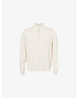 G/FORE Quarter-Zip Stripe-Collar Cotton-Blend Sweater - White