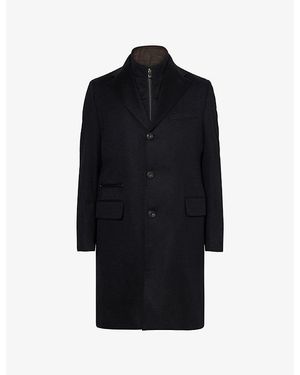 Corneliani Notched-Collar Long-Sleeve Cashmere Overcoat - Black