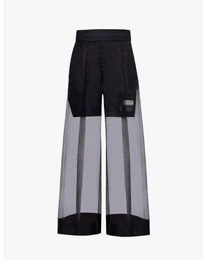 Undercover Logo-Patch Wide-Leg Relaxed-Fit Silk Trousers - Blue