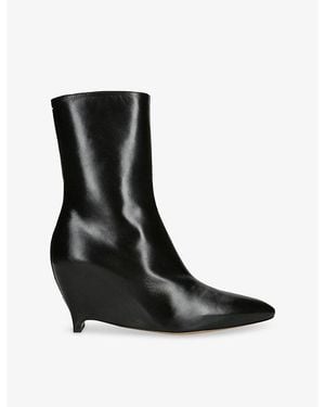 Maison Margiela Heel Less Leather Ankle Boots - Black