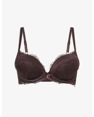 Lounge Underwear Medium Push-Up Lace Bra - Brown