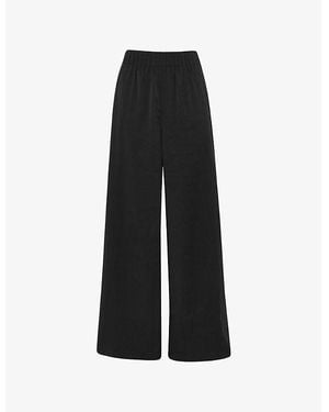 Whistles Straight-Leg Pintuck Stretch-Satin Pants - Black