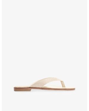 Whistles Croc Embossed Leather Flip-Flops - Natural