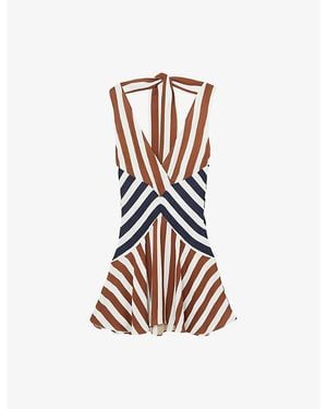 Reiss Esme Striped Woven Mini Dress - White