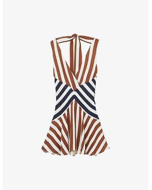 Reiss Esme Striped Woven Mini Dress - White