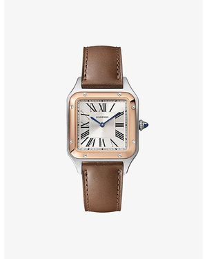 Cartier Crw2Sa0020 Santos Dumont Small 18Ct Rose- And Leather Quartz Watch - Multicolour