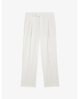 BOSS Straight-Leg Relaxed-Fit Stretch-Cotton Trousers - White