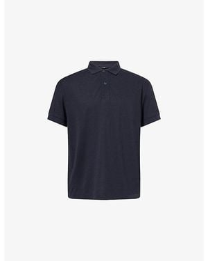 7 For All Mankind Short-Sleeve Cotton-Blend Polo Top - Blue
