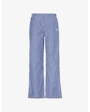 Sporty & Rich The Carlyle Script Striped Cotton Pajama Pants - Blue