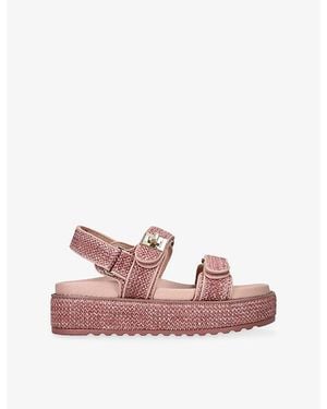 Steve Madden Bigmona Raffia Flat Sandals - Pink