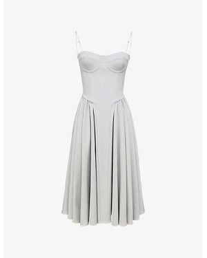 House Of Cb Samaria Corseted Woven Midi Dress - White