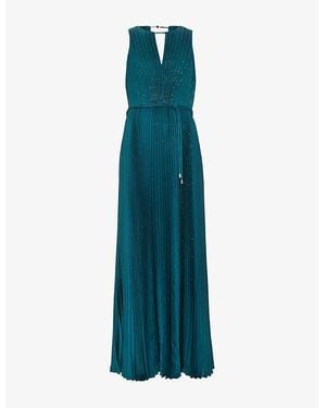 Phase Eight Simara Pleated Woven Maxi Dress - Blue