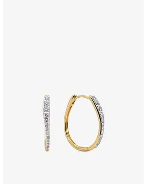 Monica Vinader Riva Medium 18Ct-Plated Vermeil Sterling- And 0.35Ct Lab-Grown Diamond Hoop Earrings - Metallic
