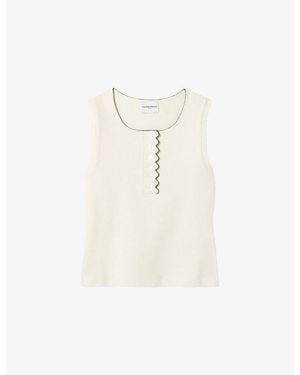 Claudie Pierlot Sleeveless Scalloped-Trim Knitted Top - White