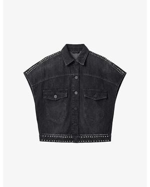 AllSaints Alba Studded Denim Shirt - Blue
