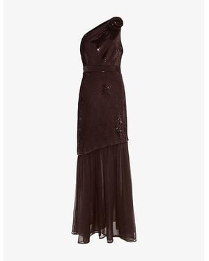 Phase Eight Lola Sequin Asymmetric Woven Midi Dress - Purple